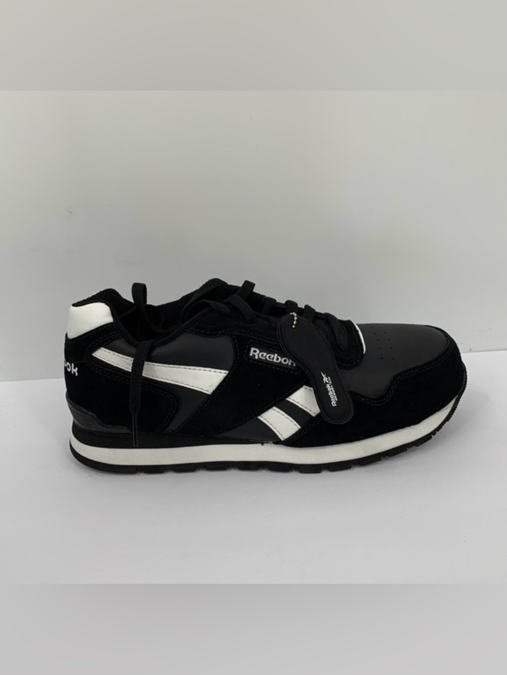 Reebok Harman Work sneaker black leather composite safety toe tie Men 8 WIDE 8W